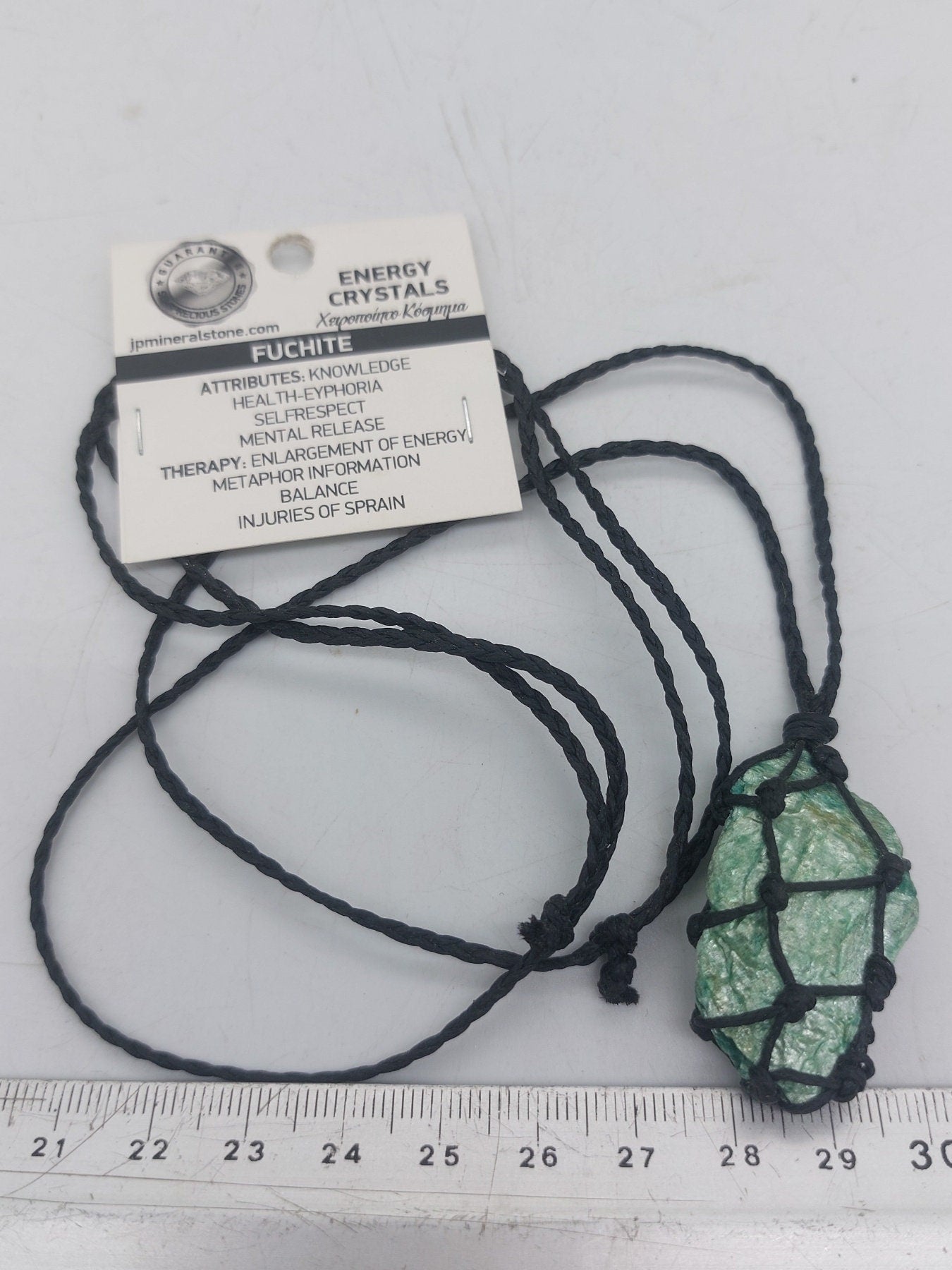Fuchsite-Healing-Mineral stone-Protection-Energy-Macrame necklace wrapped-hippie style-gift