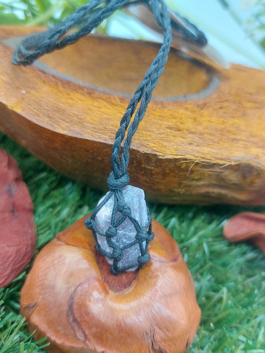 Pink Tourmaline Rough Crystal Macrame Necklace