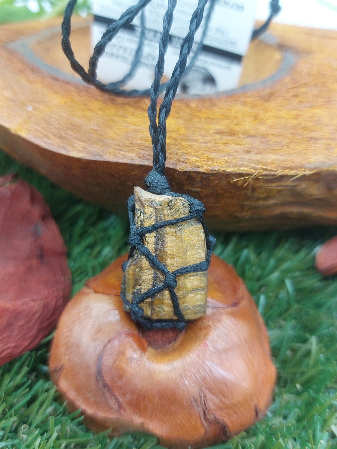 Tiger Eye  Macrame Wrapped Necklace - Protection Gift Accessories