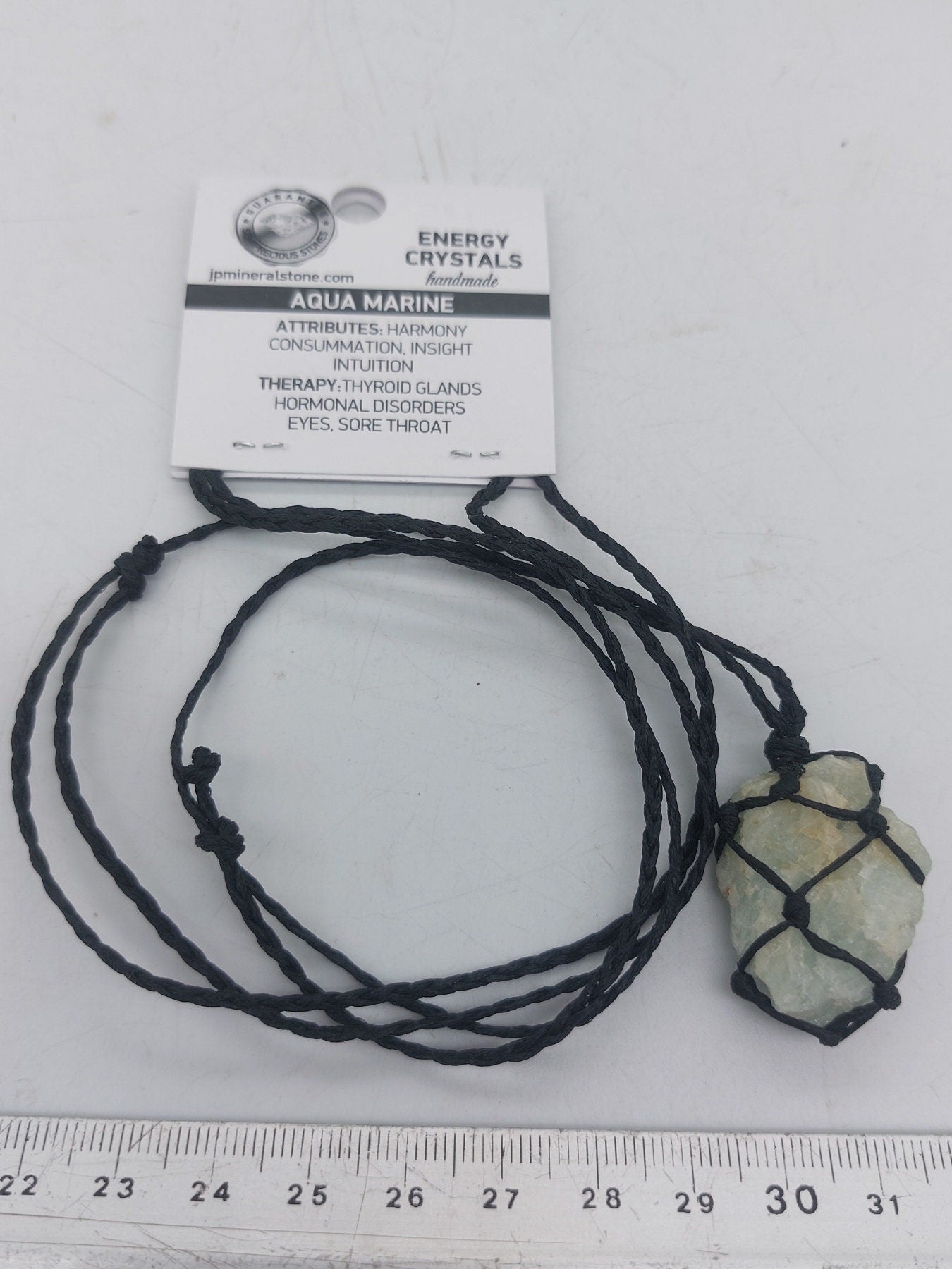 Κολιέ Aquamarine Rough Crystal Macrame