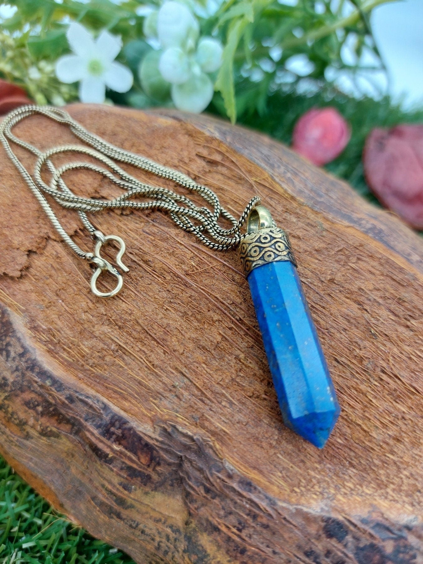 Lapis Lazuli point crystal necklace - accessories - brazilian crystal