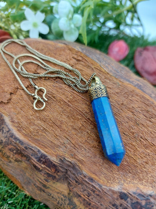Lapis Lazuli point crystal necklace - accessories - brazilian crystal