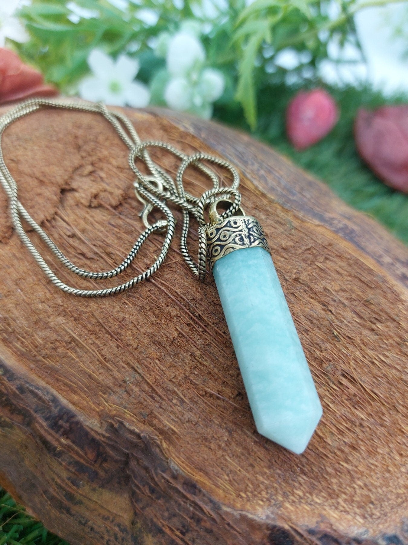 Amazonite Crystal point crystal necklace