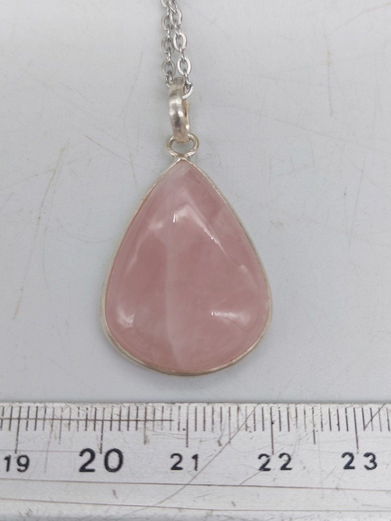 Rose Quartz Silver Plated Brass Pendant Cabochon Cut Healing Crystal