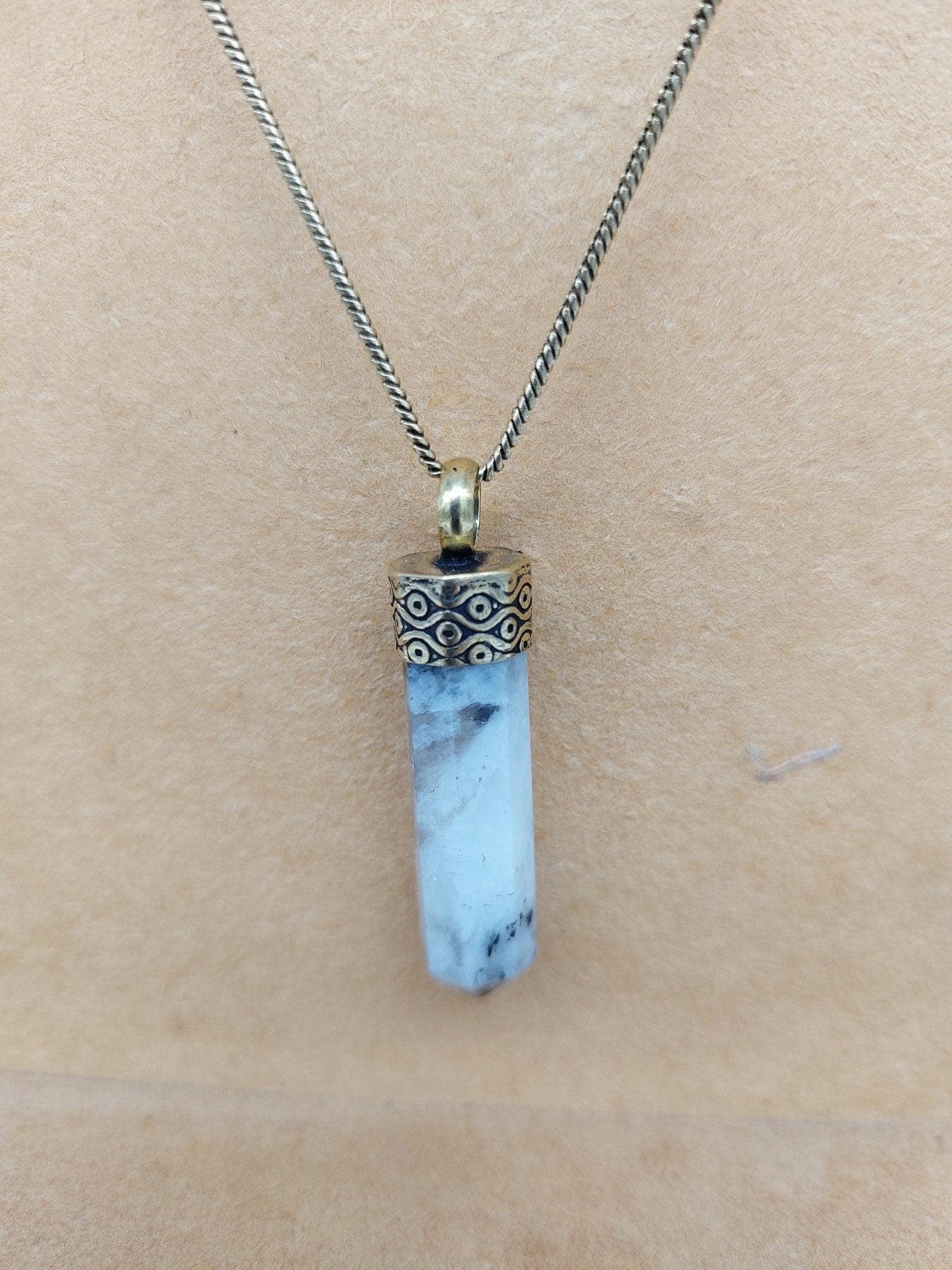 Moonstone Crystal Point Necklace