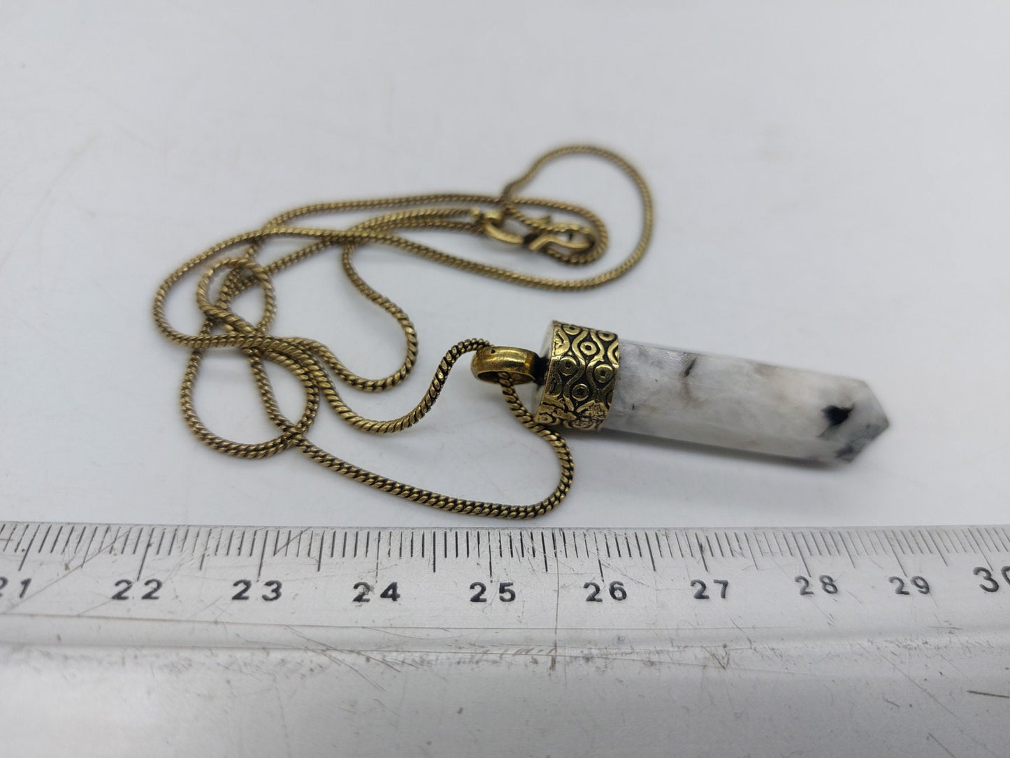 Moonstone Crystal Point Necklace