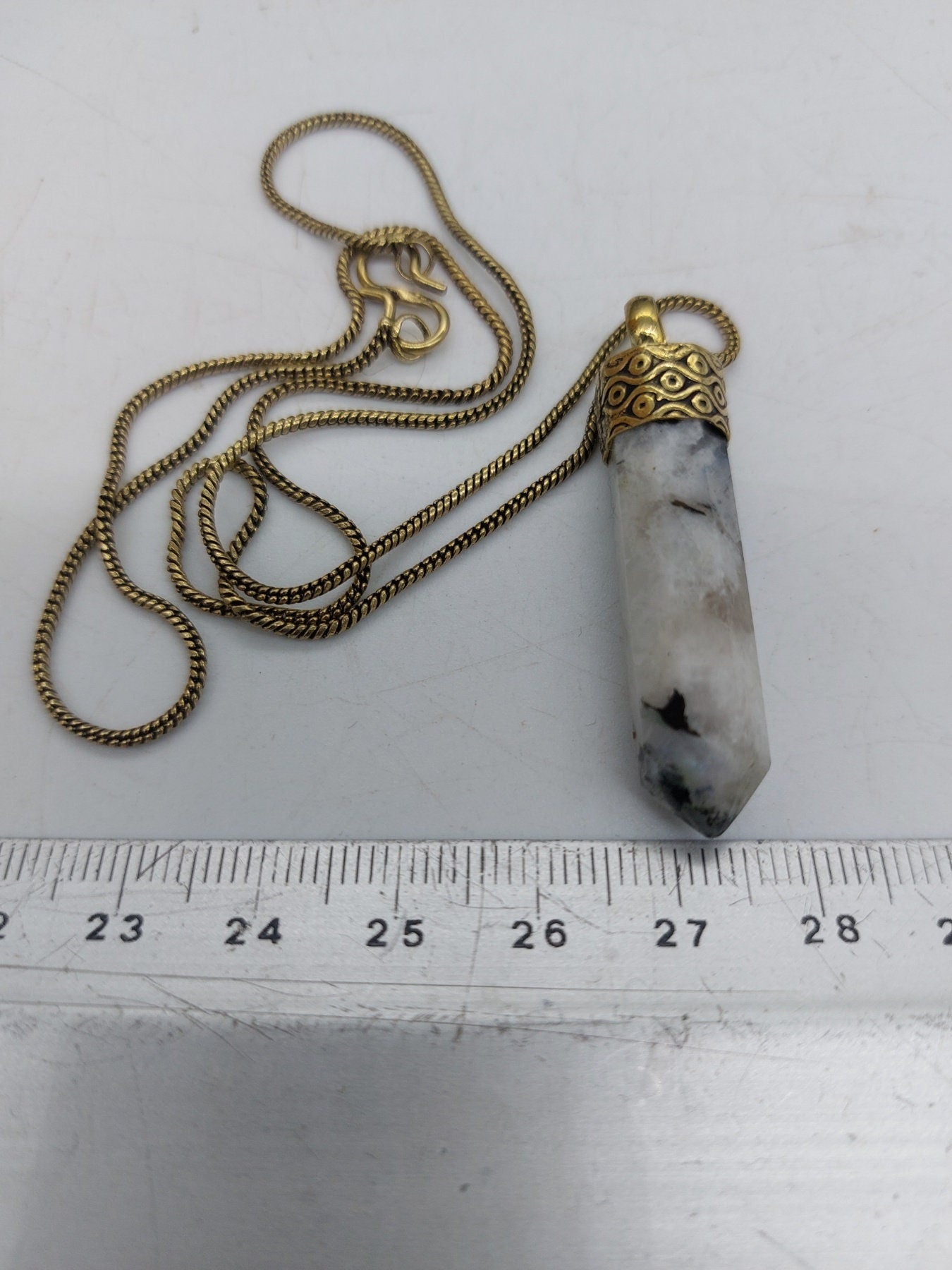 Moonstone Crystal Point Necklace