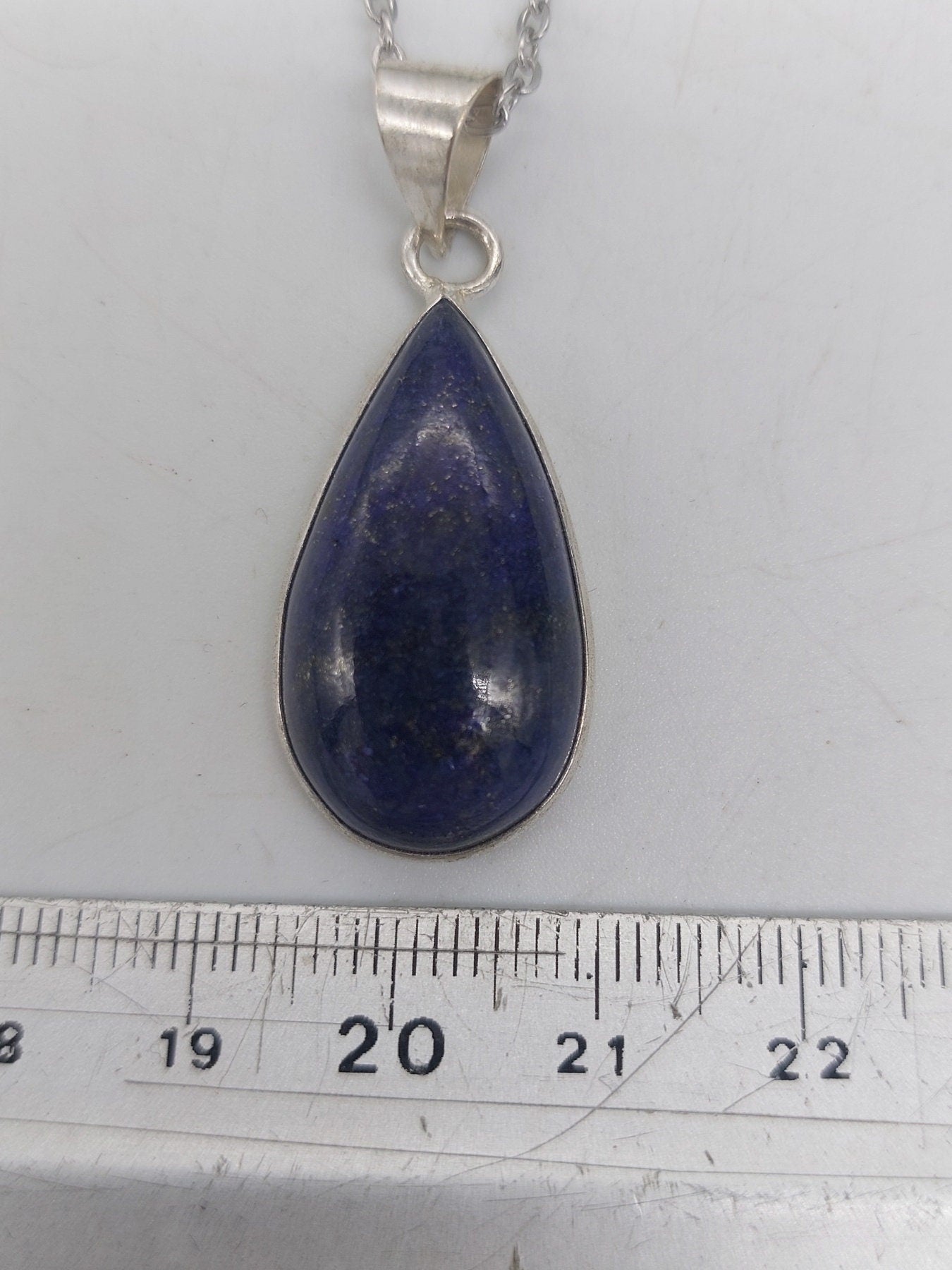 Lapis Lazuli Silver Plated Brass Pendant Cabochon Cut Healing Crystal