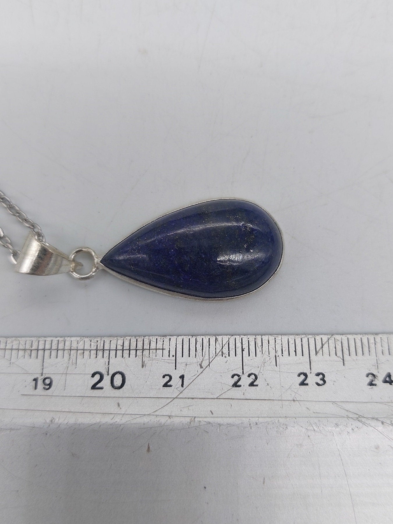 Lapis Lazuli Silver Plated Brass Pendant Cabochon Cut Healing Crystal