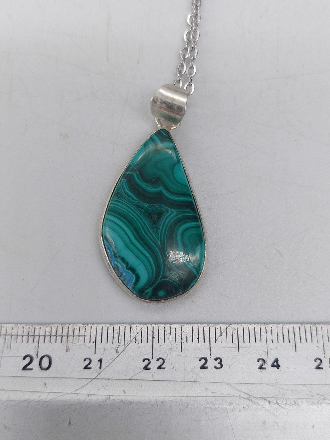 Malachite Crystal Silver Plated Necklace