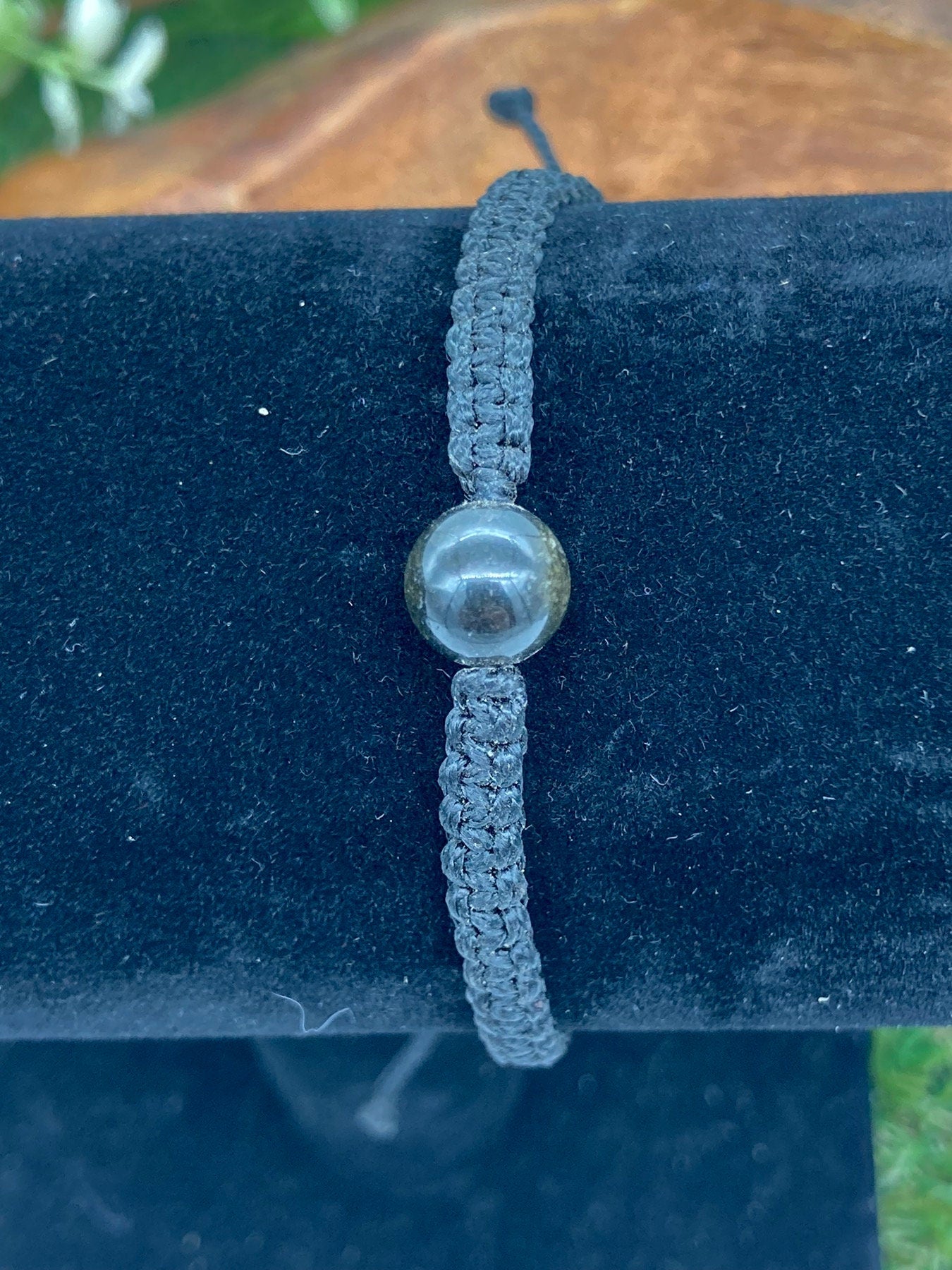 Golden Sheen Obsidian Bead Macrame Bracelet