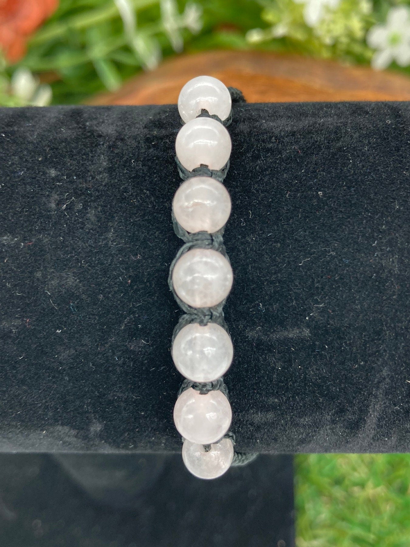 Rose Quartz Crystal Beaded Macrame Bracelet