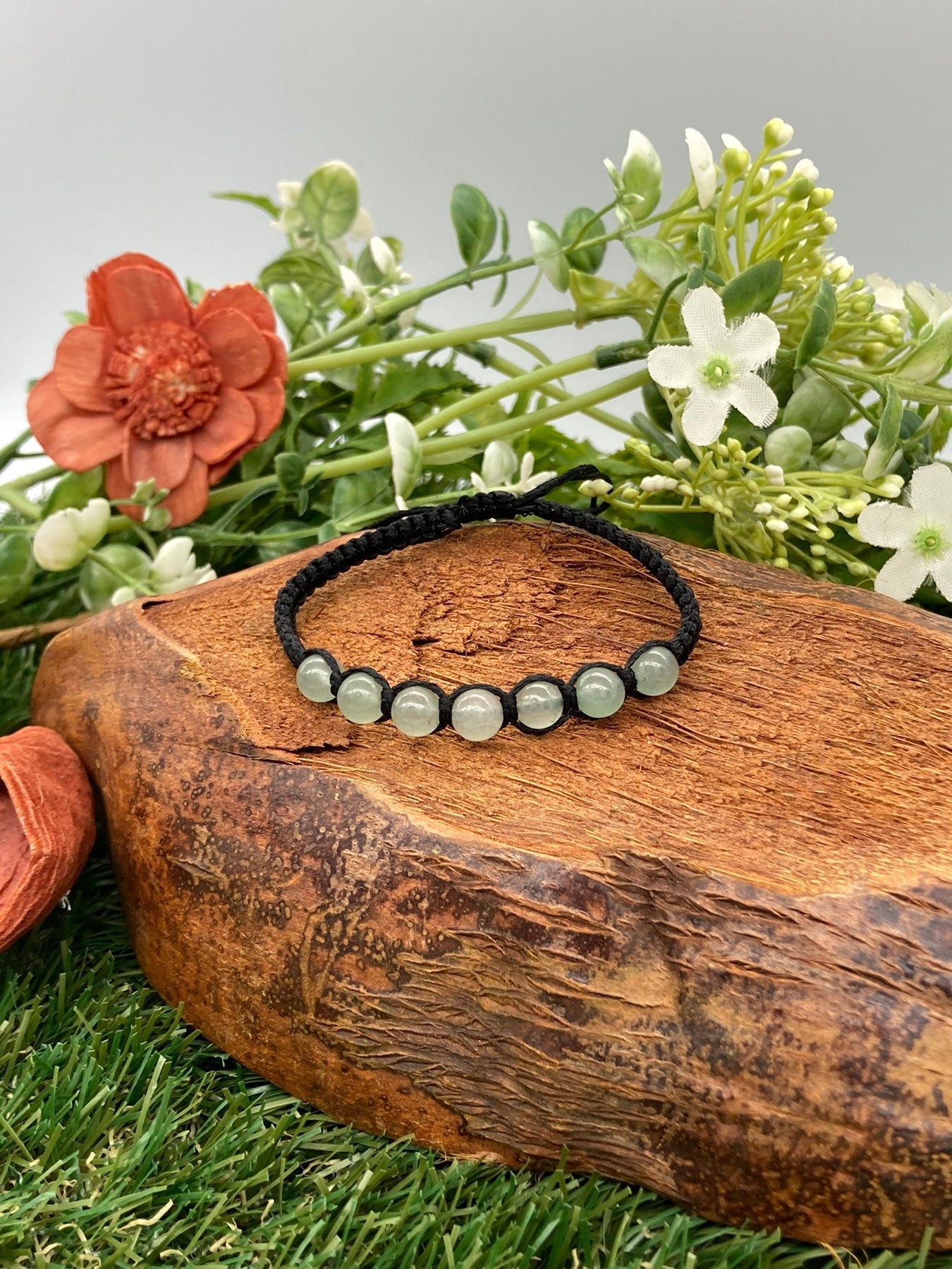 Green Aventurine Crystal Beaded Macrame Bracelet