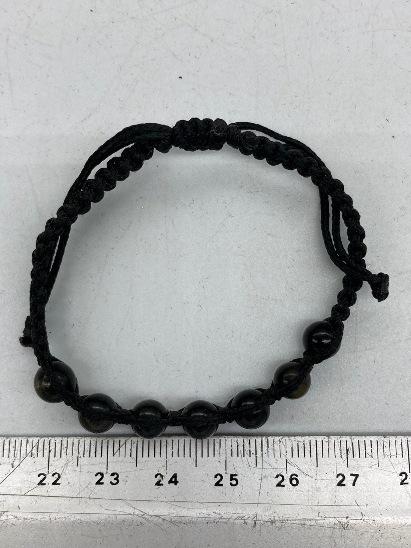 Golden Sheen Obsidian Beaded Macrame Bracelet