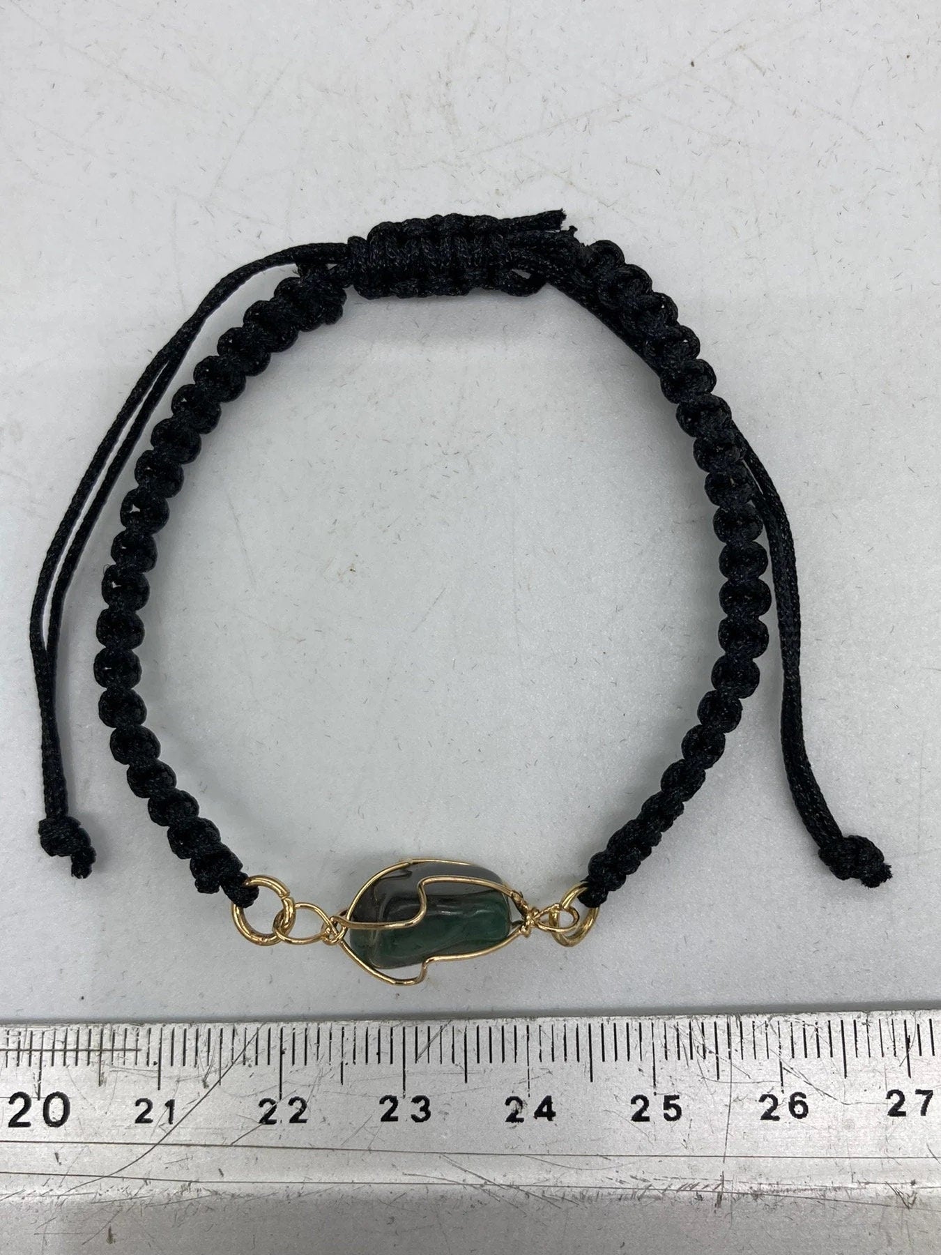 Green Aventurine Crystal Macrame  Bracelet with Gold Plated Wrap