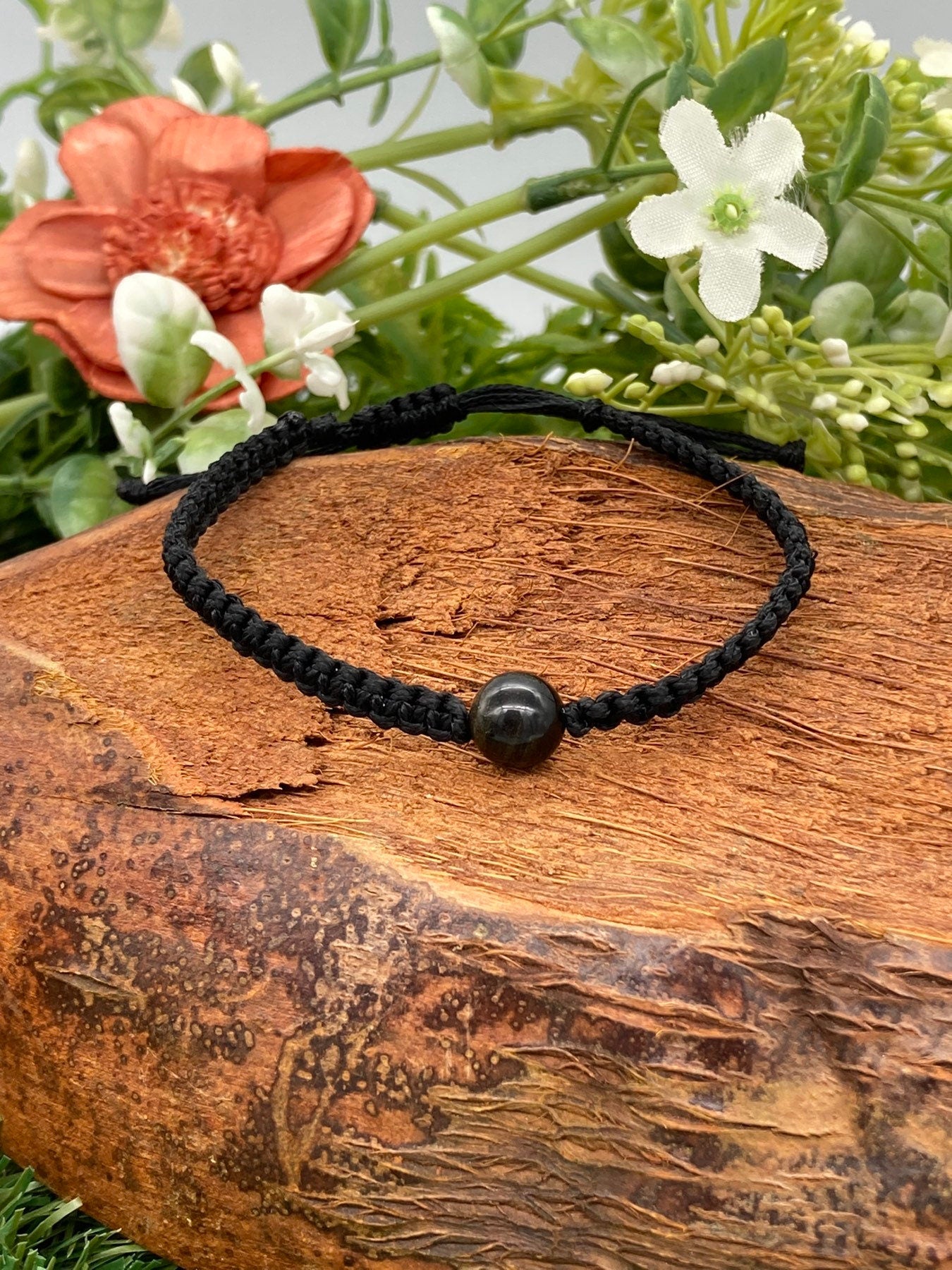 Smoky Quartz Bead Macrame Bracelet