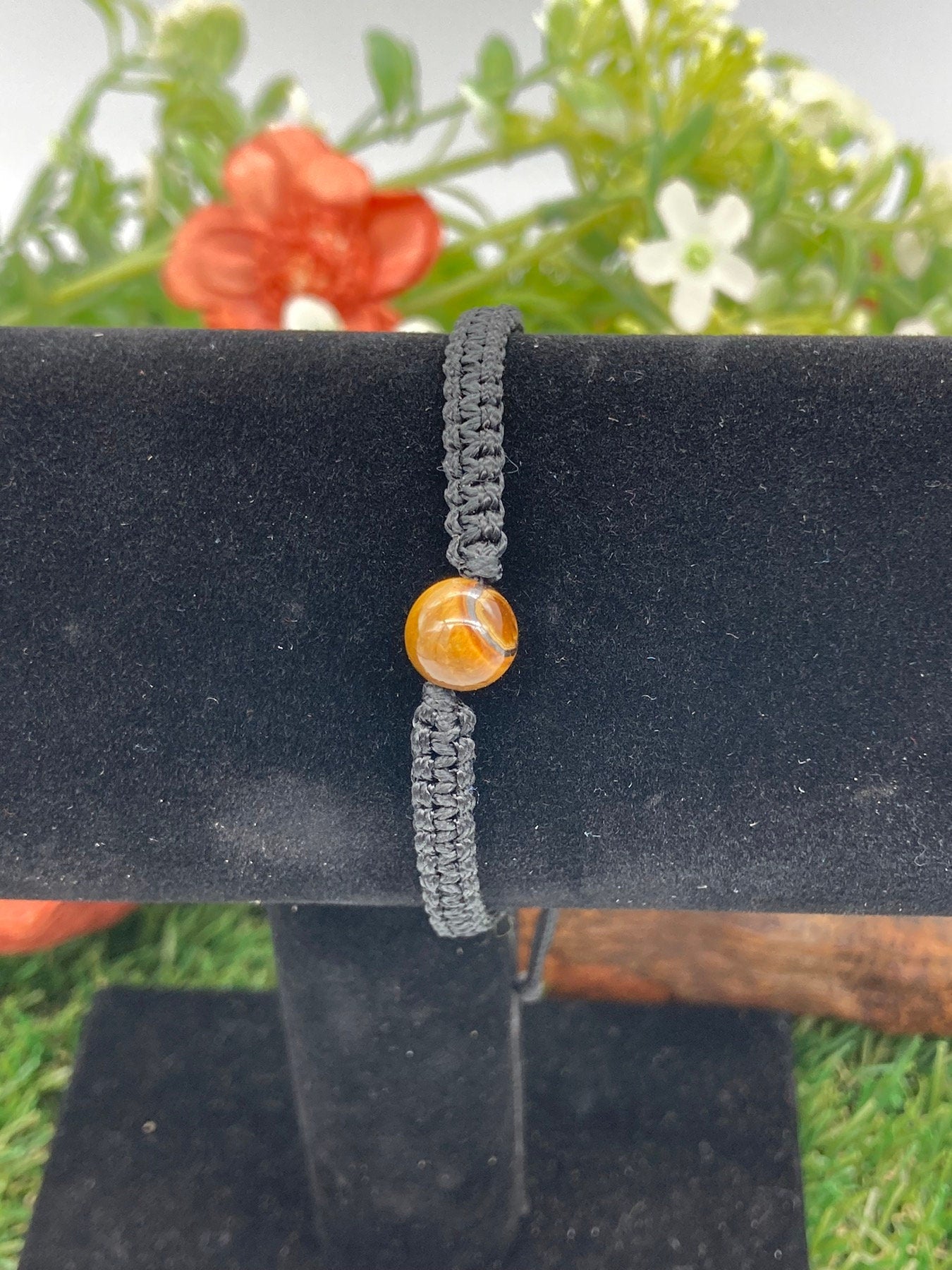 Tiger's Eye Bead Macrame Bracelet