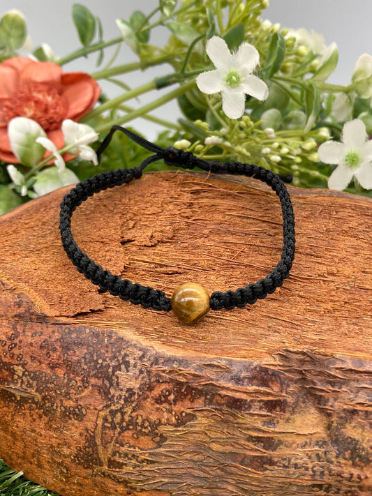 Tiger's Eye Bead Macrame Bracelet