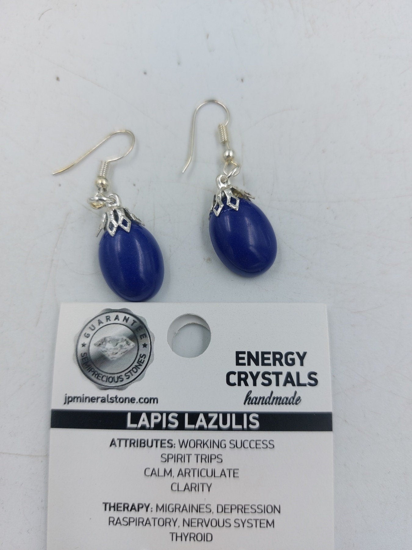 Lapis Lazuli Cabochon Crystal Earrings Handmade