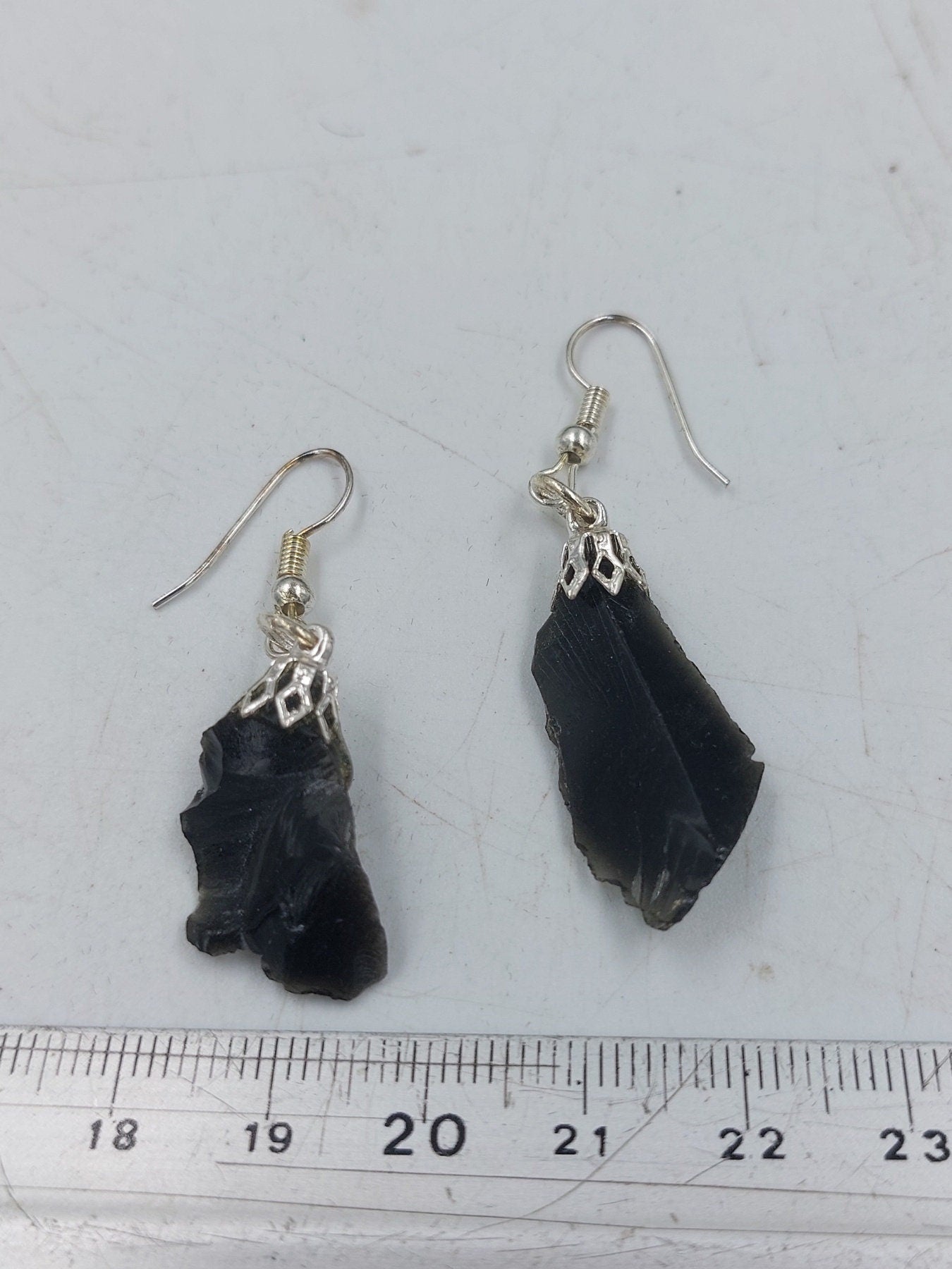 Black Obsidian Rough Crystal Earrings Handmade