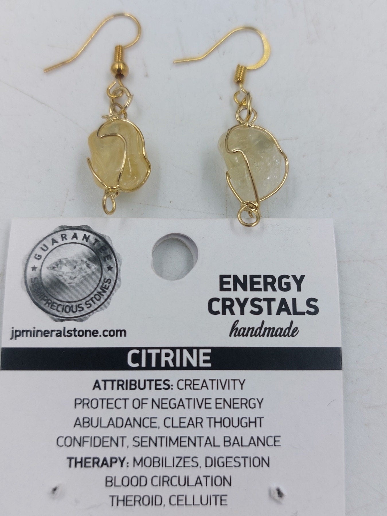 Citrine Crystal Earrings Gold Plated Handmade