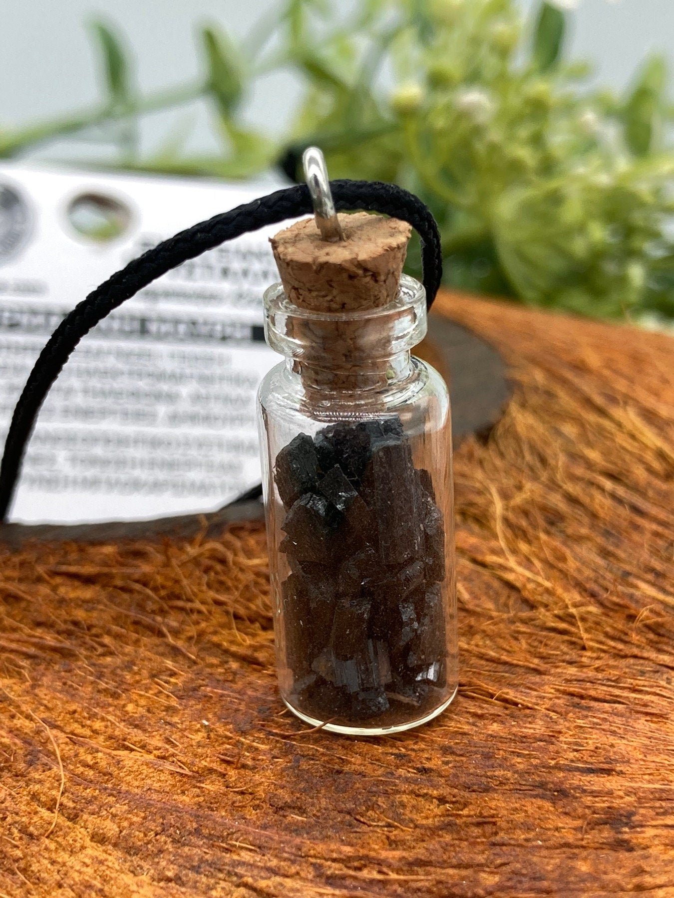 Black Tourmaline Crystal Chips Bottle Necklace