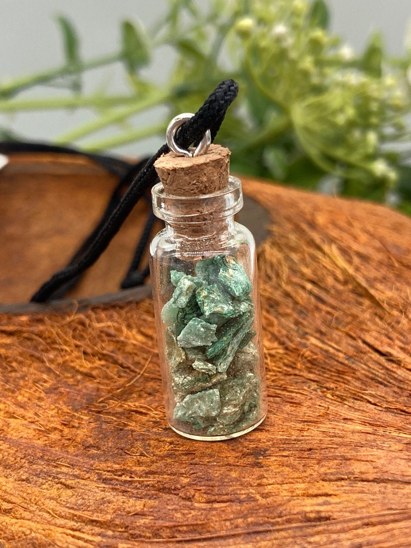 Fuchsite Crystal Chips Bottle Necklace