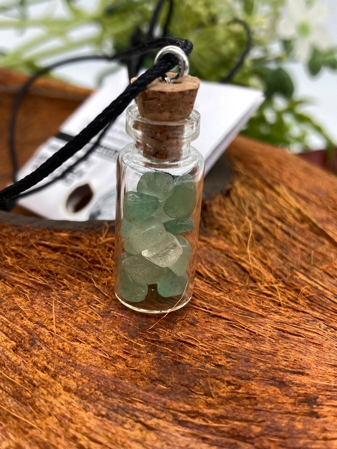 Green Aventurine Polished Crystal Chips Bottle Necklace