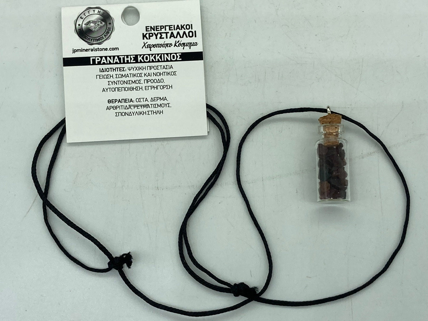 Red Garnet Crystal Chips Bottle Necklace