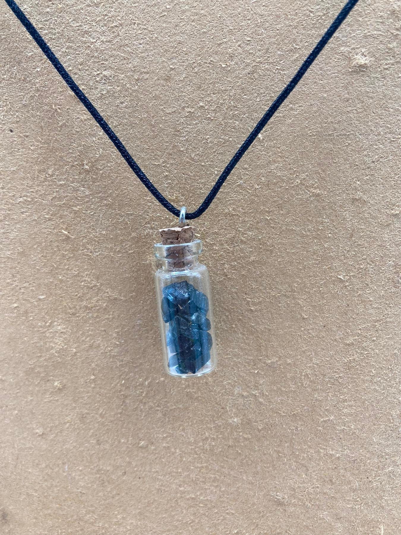 Green Tourmaline Crystal Chips Bottle Necklace