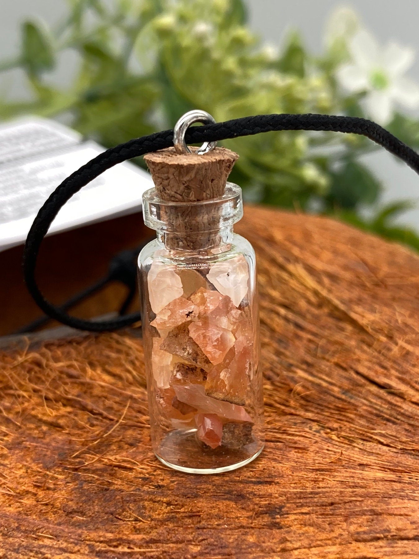 Carnelian Crystal Chips Bottle Necklace