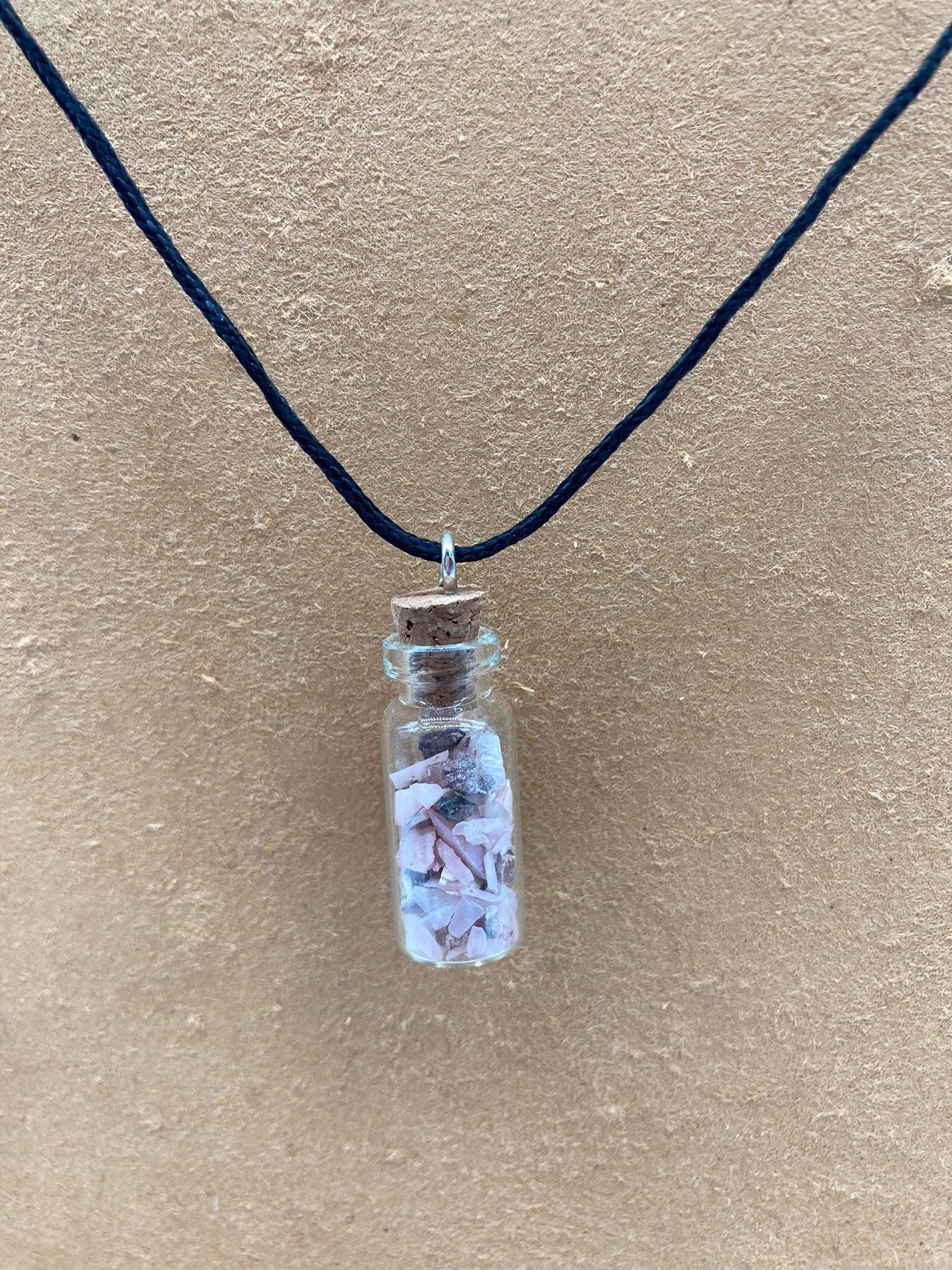 Rhodonite Crystal Chips Bottle Necklace