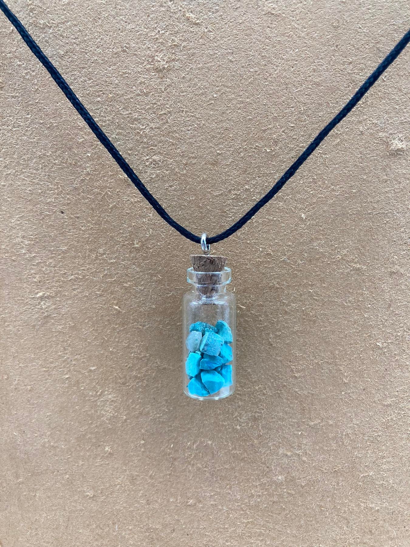 Turquoise Crystal Chips Bottle Necklace