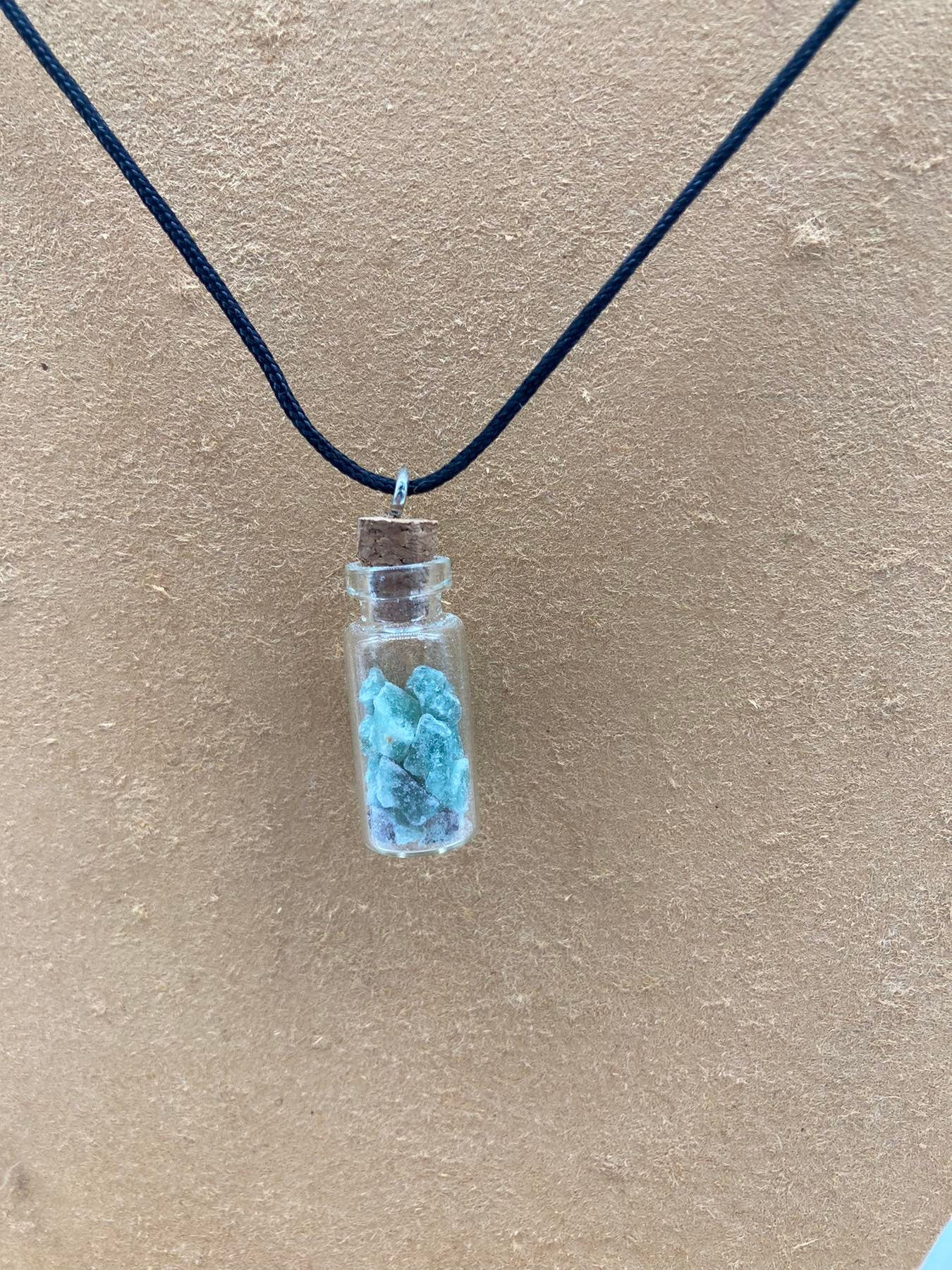 Green Aventurine Rough Crystal Chips Bottle Necklace