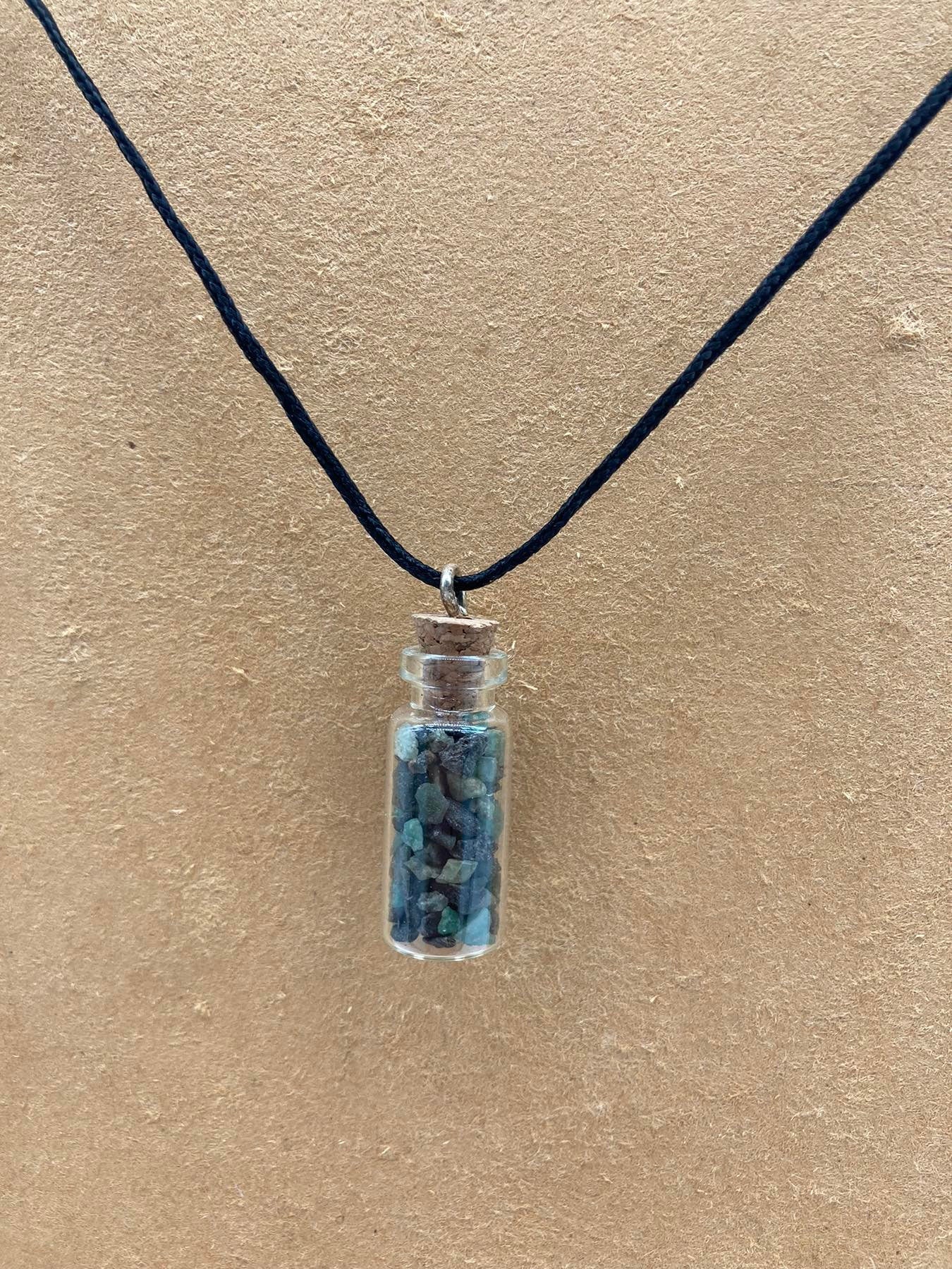 Emerald Crystal Chips Bottle Necklace