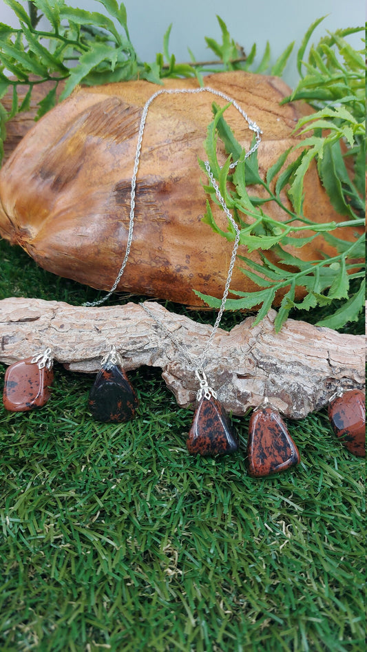 Mahogany Obsidian Crystal Necklace