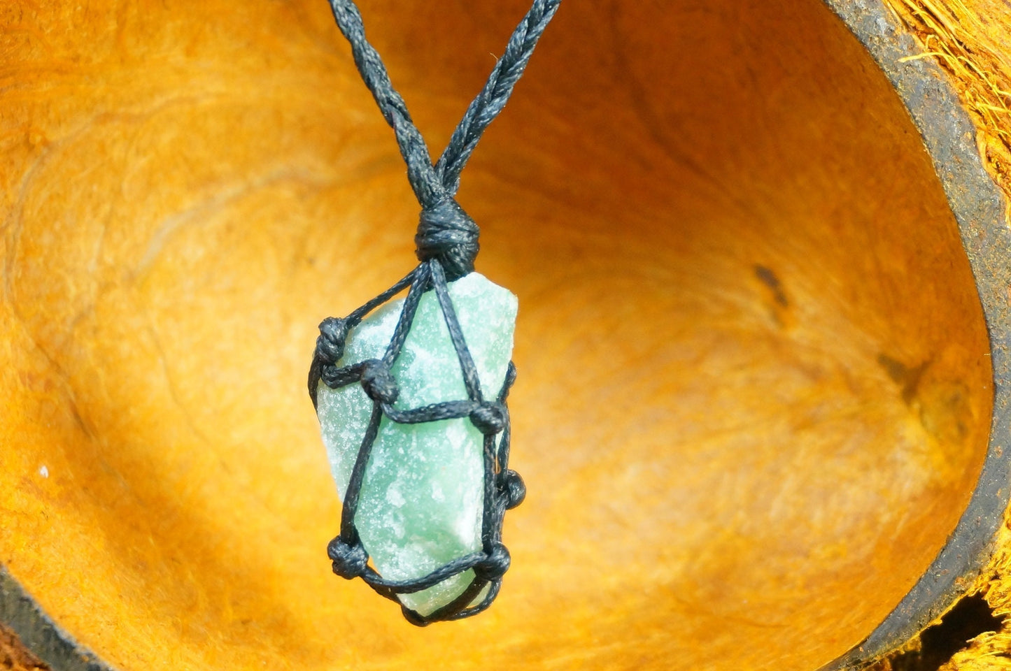 Aventurine Natural Crystal Macrame Wrapped Necklace