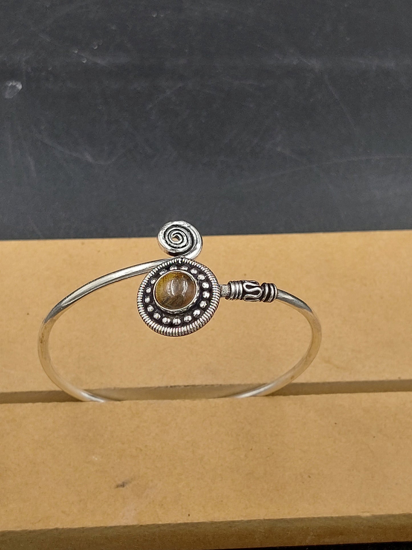 Tiger's Eye Crystal Silver Plated Bracelet