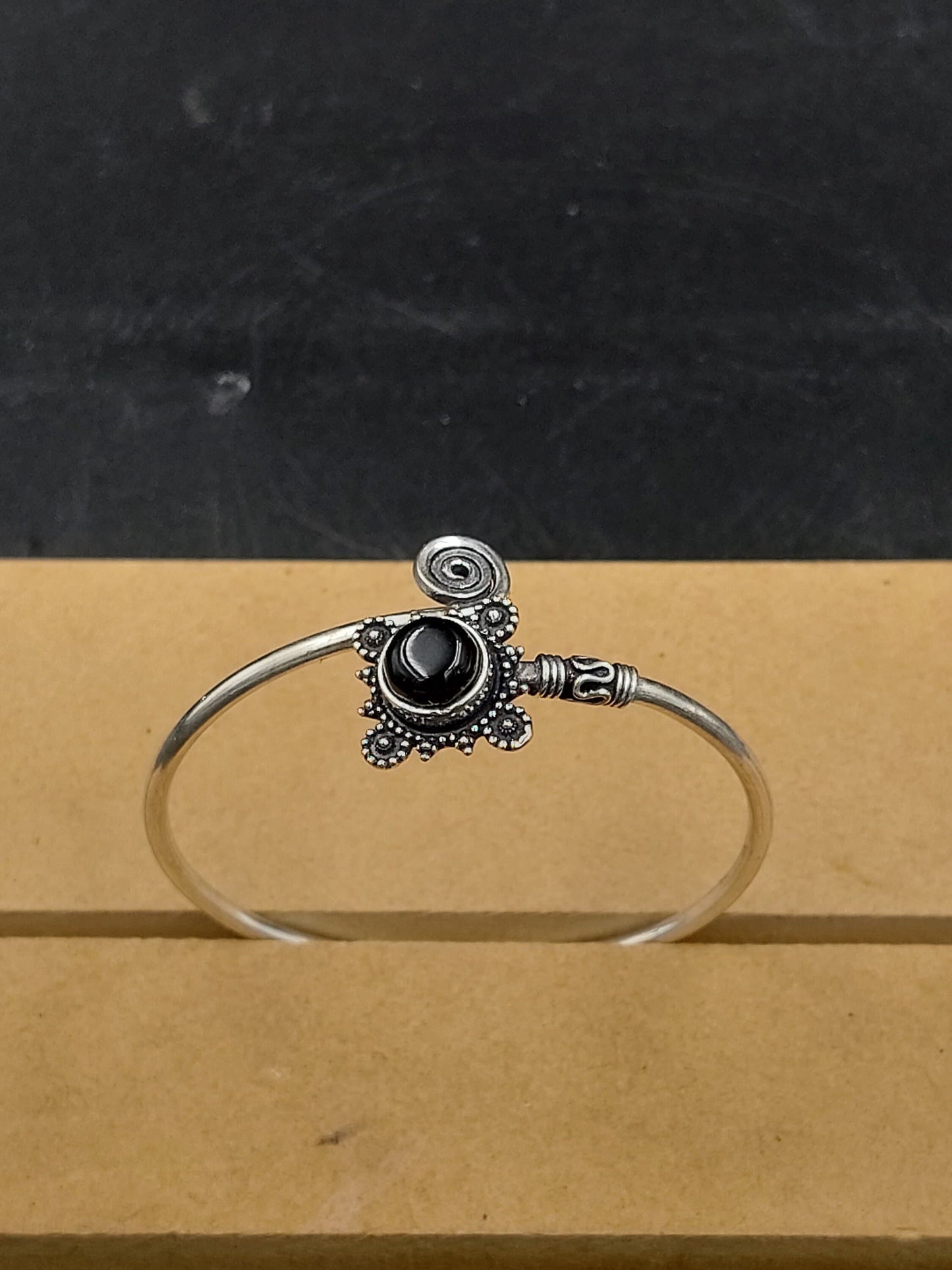 Black Obsidian Crystal Bracelet Silver Plated