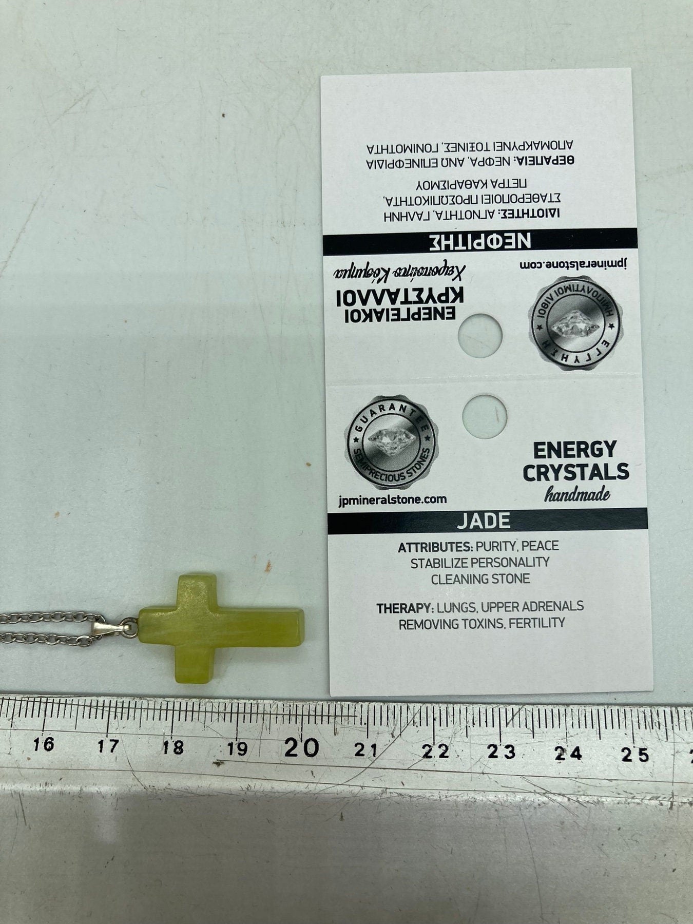 Jade Crystal Cross Sterling Steel Necklace