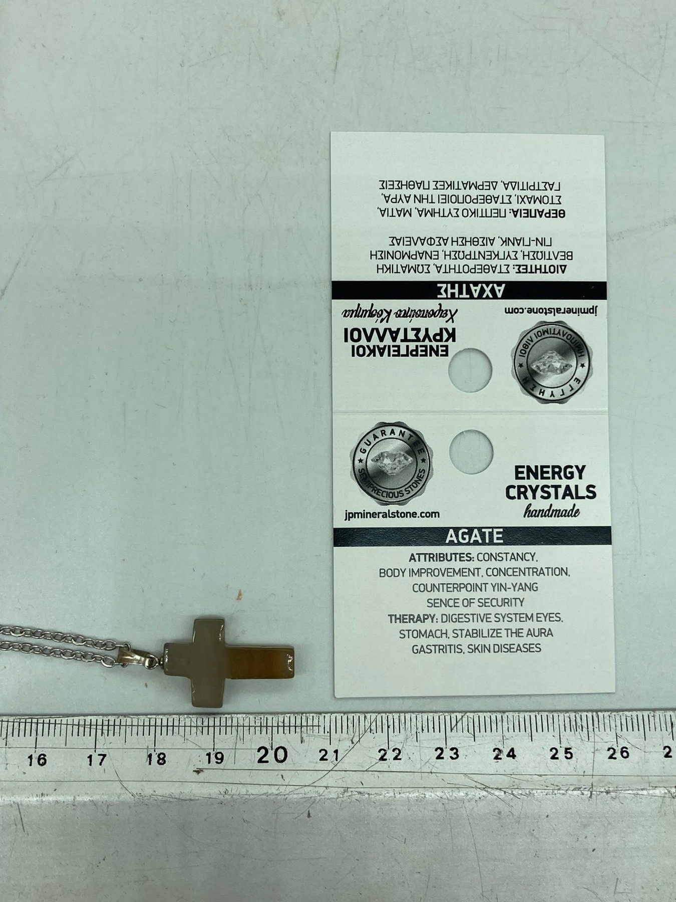 Agate Crystal Cross Sterling Steel Necklace