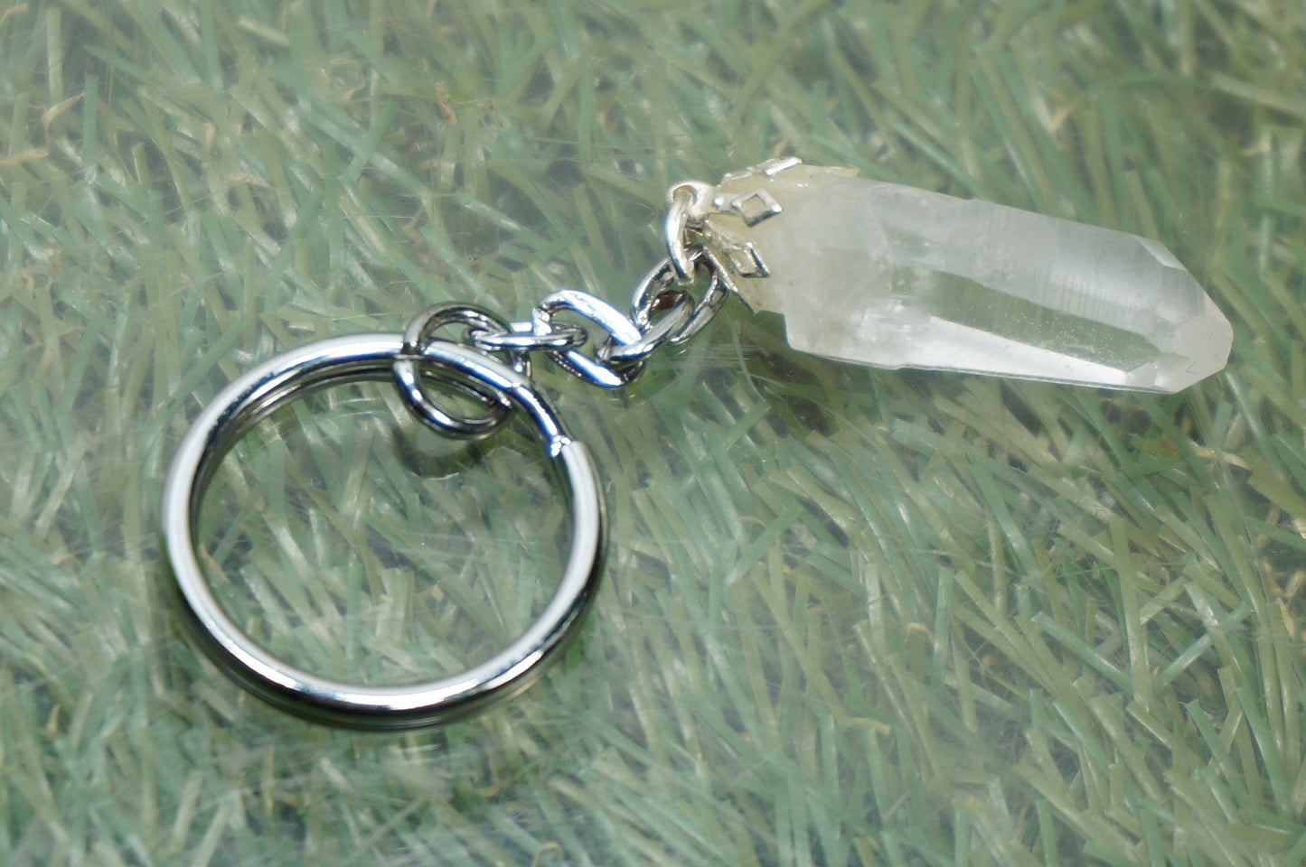 Natural Clear Quartz Crystal Point Keychain