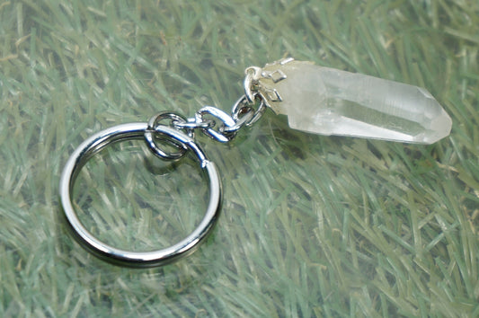 Natural Clear Quartz Crystal Point Keychain