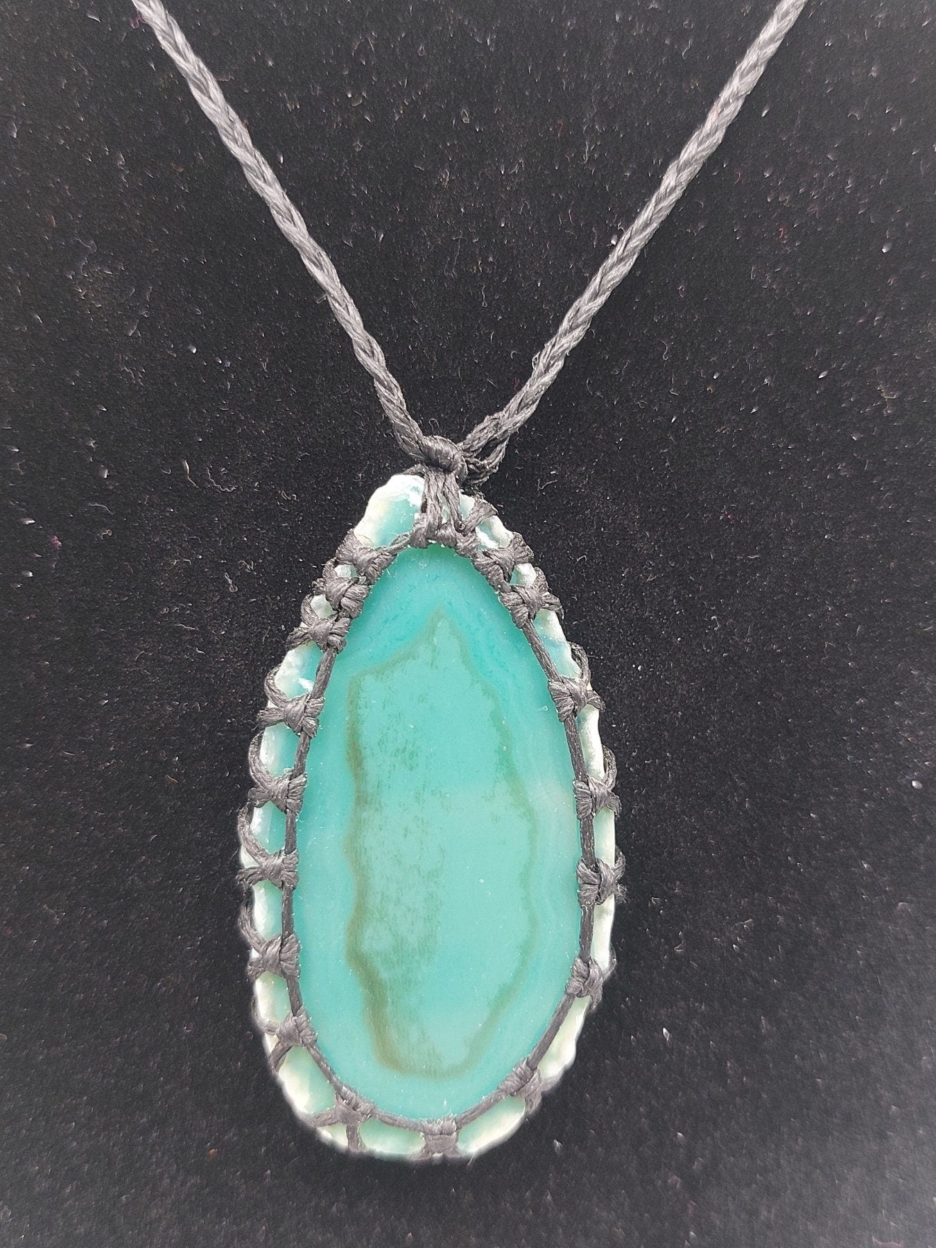 Green Agate Crystal Macrame Necklace