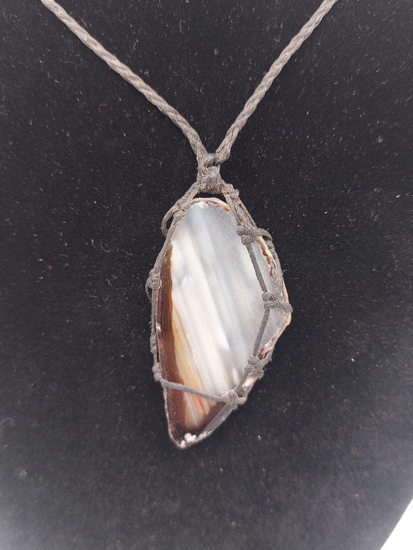 Agate Crystal Macrame Necklace