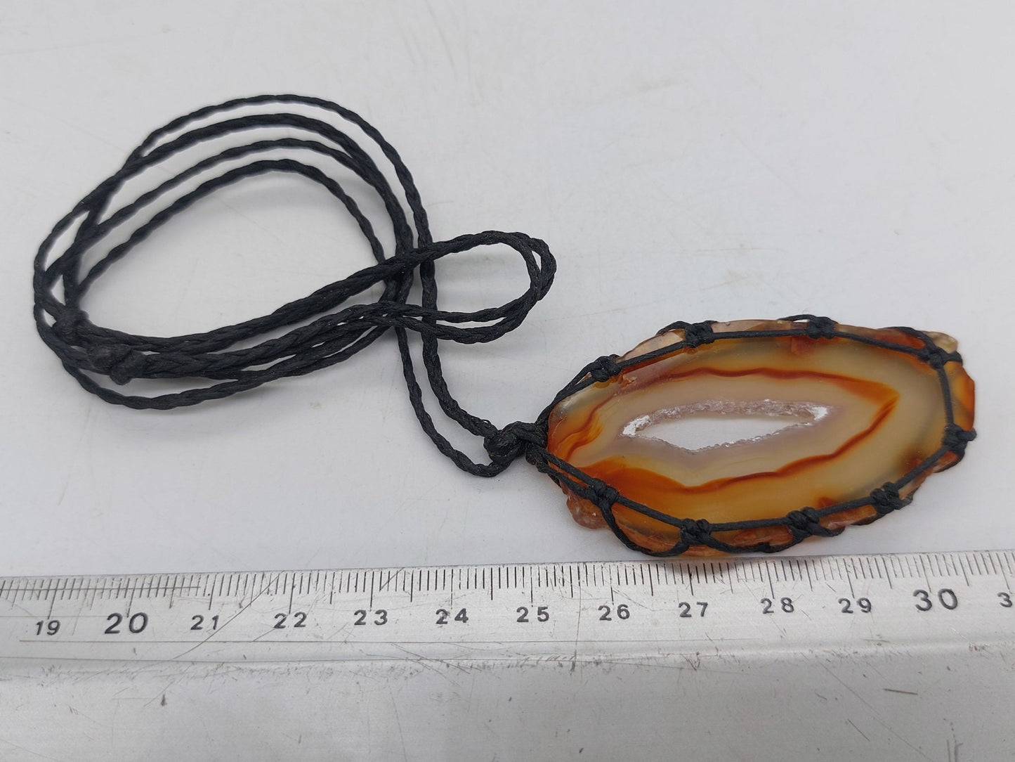 Agate Crystal Geode Macrame Necklace