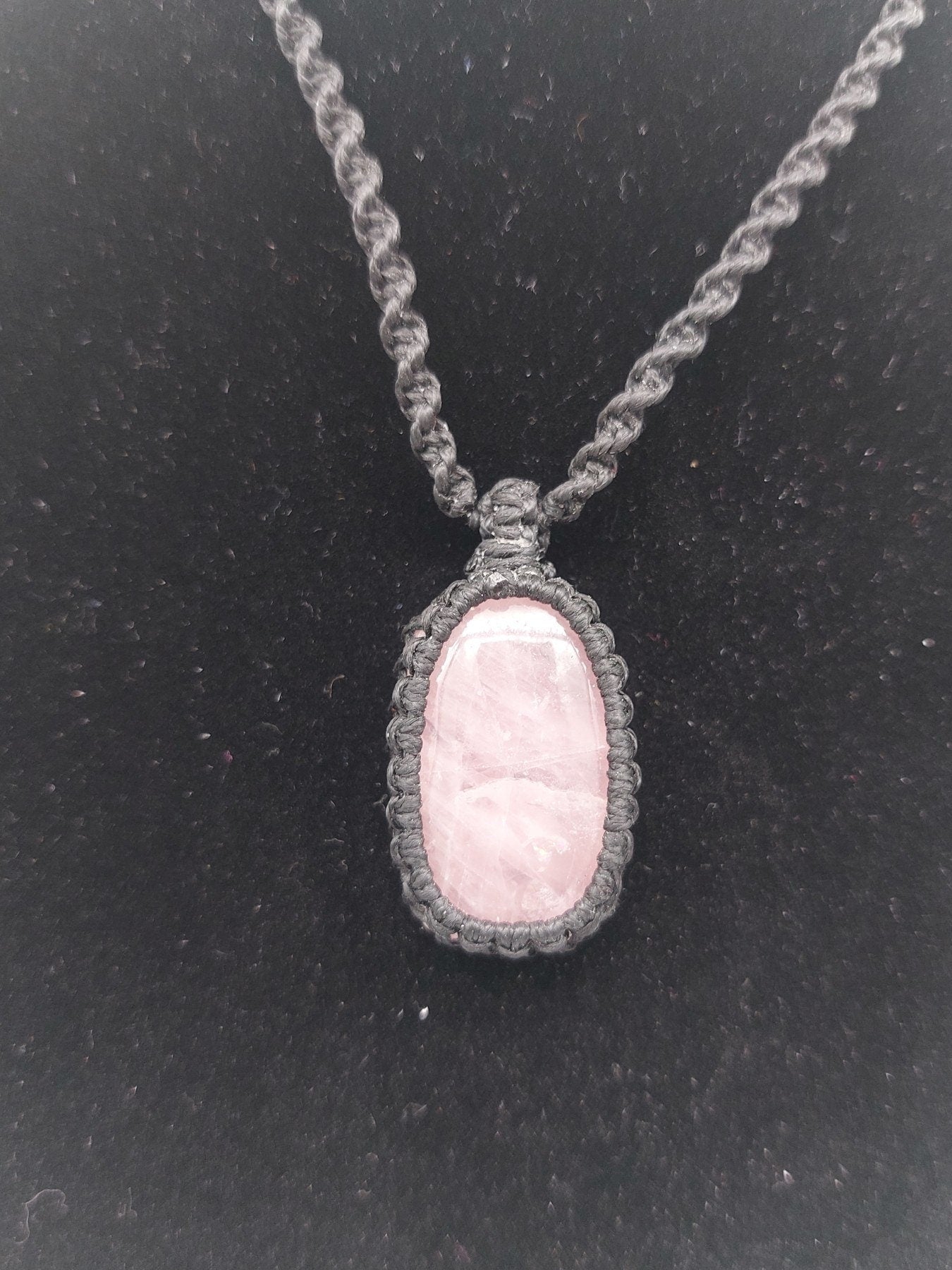 Rose Quartz Crystal Macrame Necklace