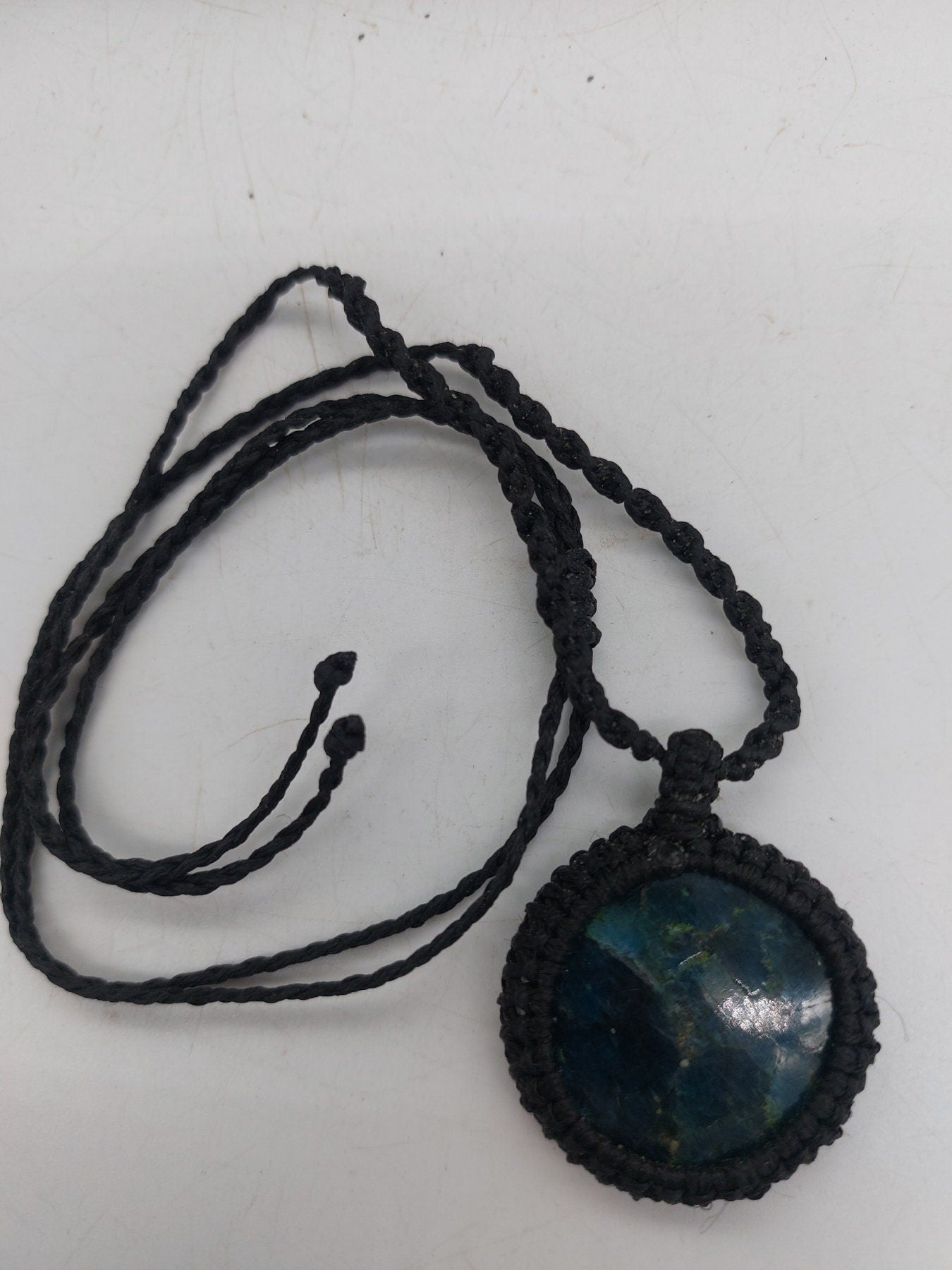 Blue Apatite Crystal Macrame Necklace