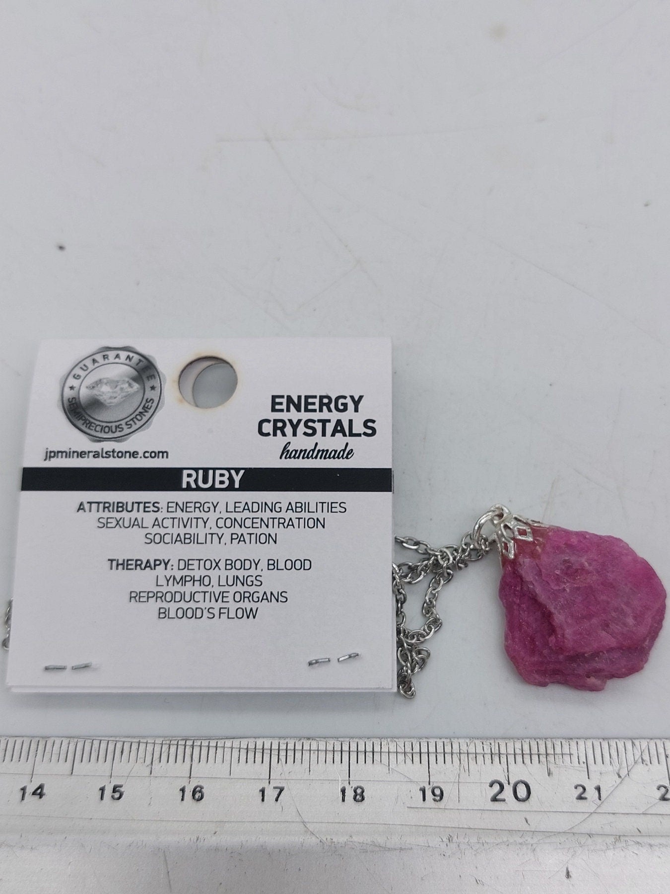 Natural Hexagon Ruby Crystal Necklace