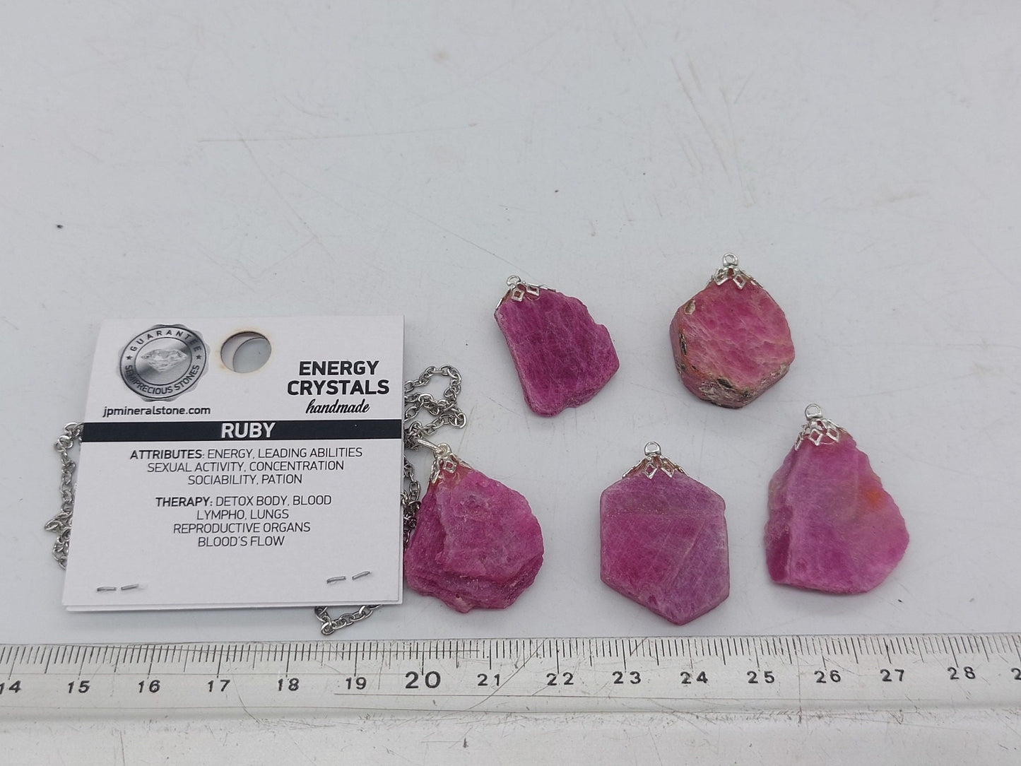 Natural Hexagon Ruby Crystal Necklace